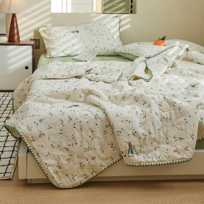Biancheria da letto in garza di cotone Botanical Leaf & Bunny - image 1