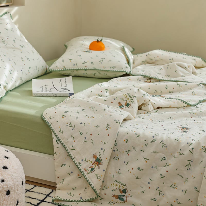 Biancheria da letto in garza di cotone Botanical Leaf & Bunny - image 3