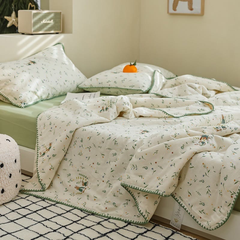 Biancheria da letto in garza di cotone Botanical Leaf & Bunny - image 2