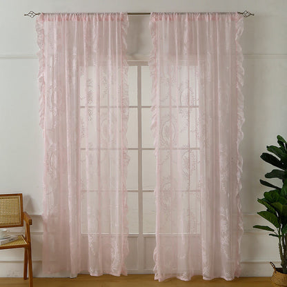 Tenda trasparente in pizzo cottage con volant - Rosa - 140cm x 260cm - image 11