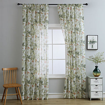 Tenda in cotone e lino con tasca per asta floreale Refresh - 140cm x 260cm - image 0