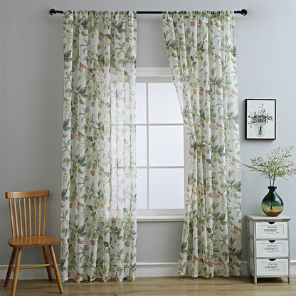 Tenda in cotone e lino con tasca per asta floreale Refresh - 140cm x 260cm - image 0