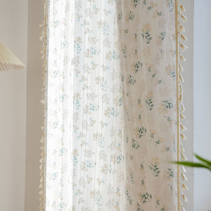 Tenda trasparente in cotone con nappe floreali Refresh - image 3