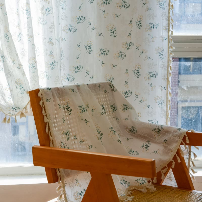 Tenda trasparente in cotone con nappe floreali Refresh - image 4