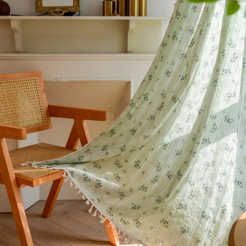 Tenda trasparente in cotone con nappe floreali Refresh - Verde - 140cm x 260cm - image 24