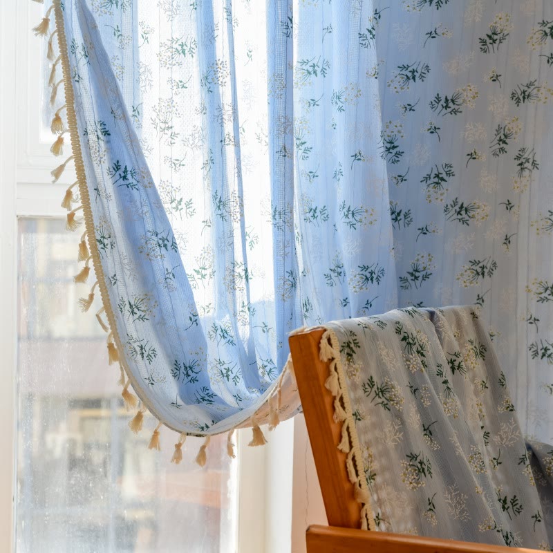 Tenda trasparente in cotone con nappe floreali Refresh - image 20