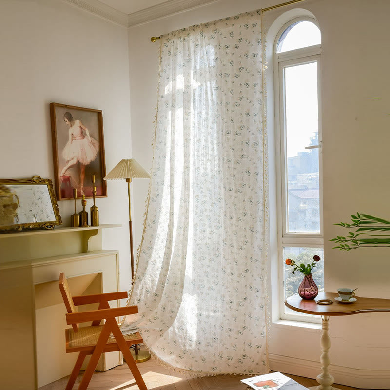 Tenda trasparente in cotone con nappe floreali Refresh - image 1