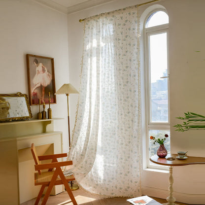 Tenda trasparente in cotone con nappe floreali Refresh - image 1