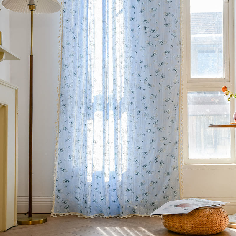 Tenda trasparente in cotone con nappe floreali Refresh - image 18