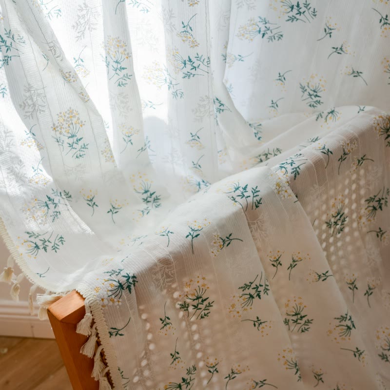 Tenda trasparente in cotone con nappe floreali Refresh - image 6