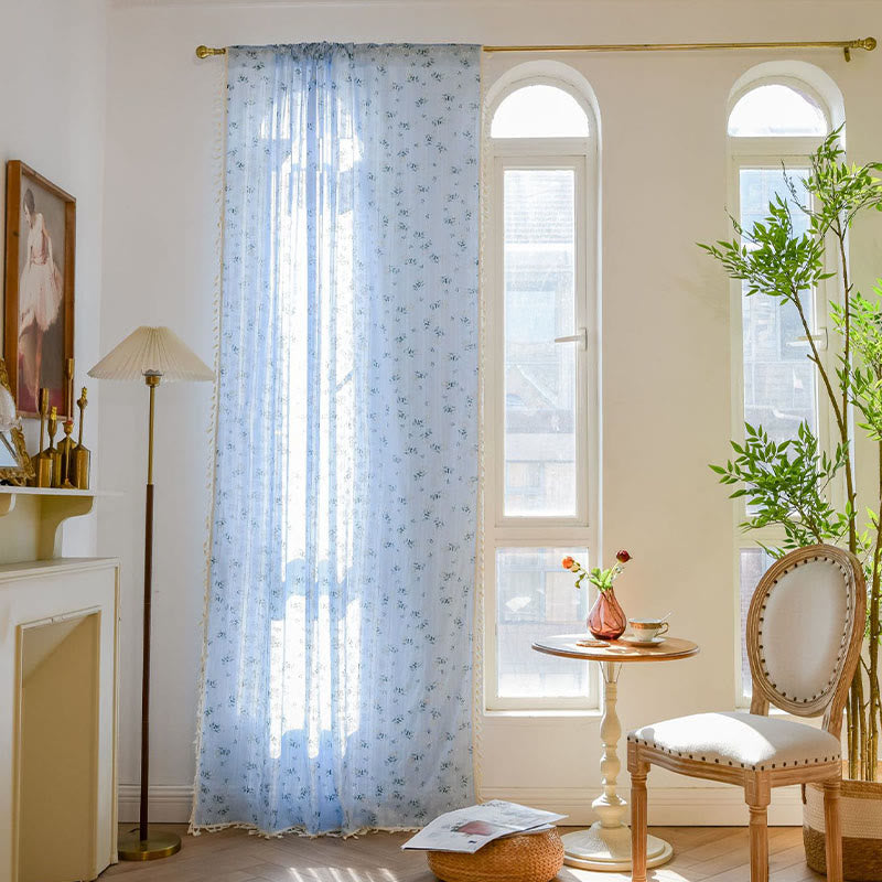 Tenda trasparente in cotone con nappe floreali Refresh - image 19