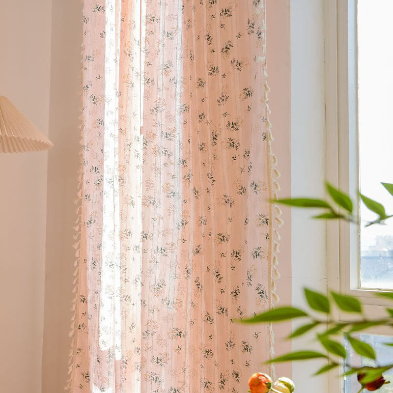 Tenda trasparente in cotone con nappe floreali Refresh - image 11