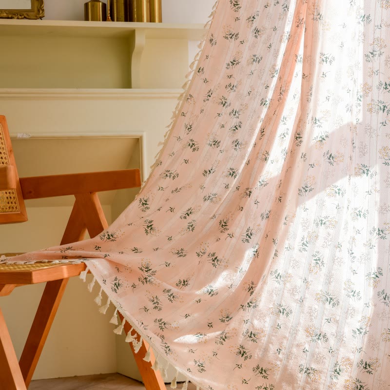 Tenda trasparente in cotone con nappe floreali Refresh - Rosa - 140cm x 260cm - image 8