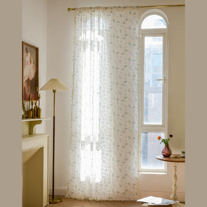 Tenda trasparente in cotone con nappe floreali Refresh - image 2