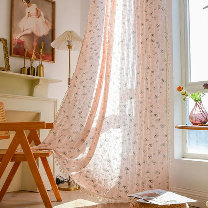 Tenda trasparente in cotone con nappe floreali Refresh - image 9