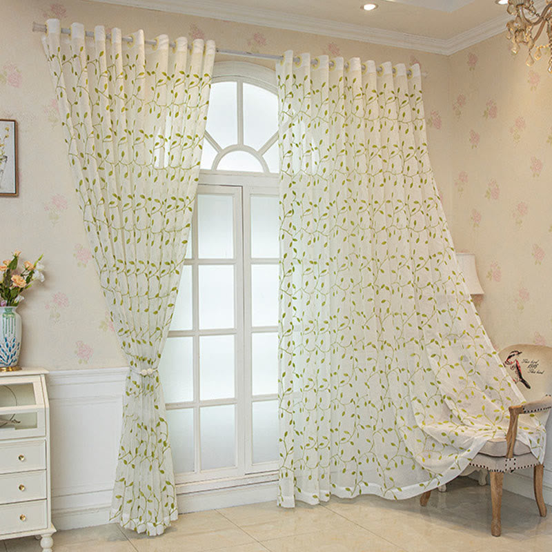Tenda trasparente con foglie verdi in stile cottage - image 2