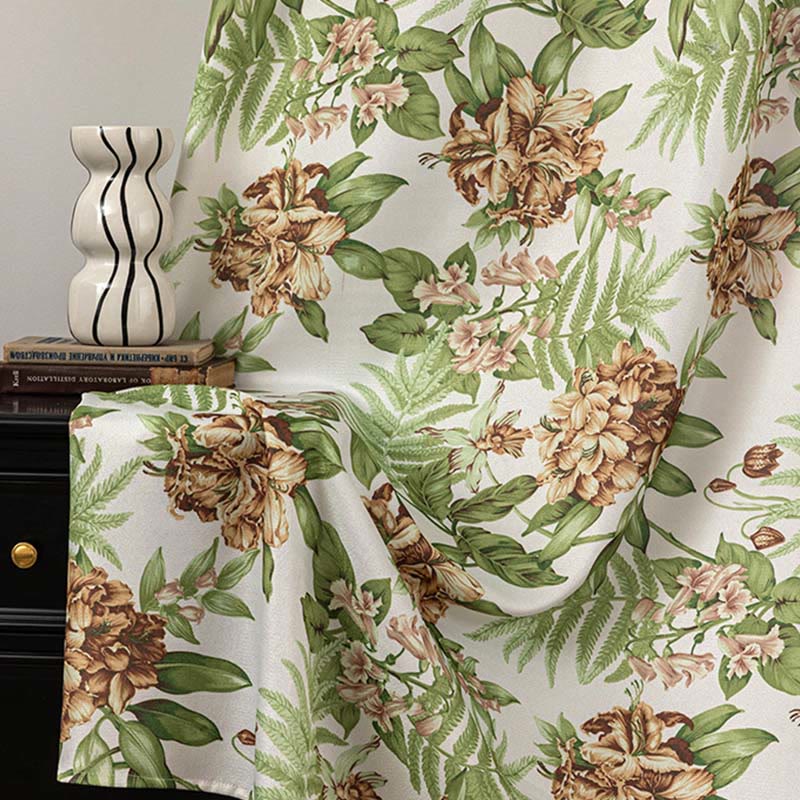 Tenda floreale e a foglie in stile cottage - Verde e giallo - 132cm x 274cm - image 8