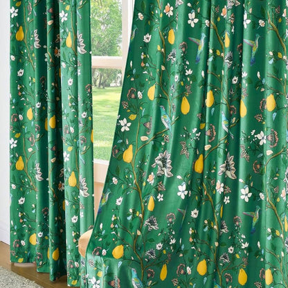 Tenda vintage con uccelli e fiori - Verde - 145 cm x 270cm - image 7