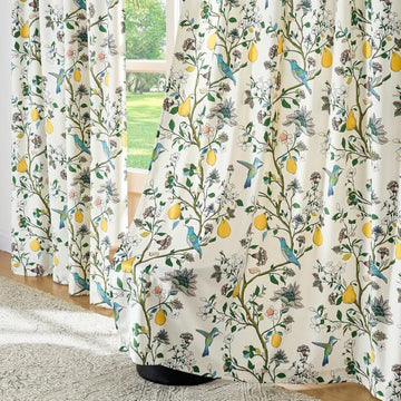 Tenda vintage con uccelli e fiori - Beige - 145 cm x 270cm - image 0