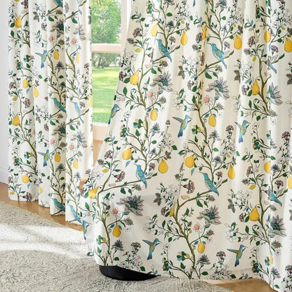 Tenda vintage con uccelli e fiori - Beige - 145 cm x 270cm - image 0