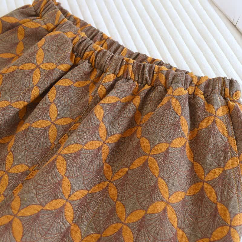 Pantaloncini del pigiama in garza di cotone a quadri gialli - image 3