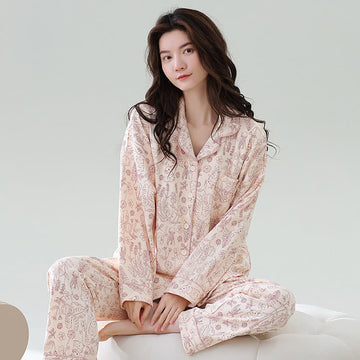 Pigiama con foglie tropicali e coniglietto - Rosa - 3XL - image 0