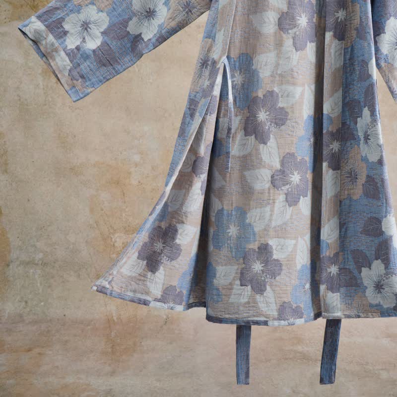 Kimono in garza di cotone con fiori di ciliegio - image 3