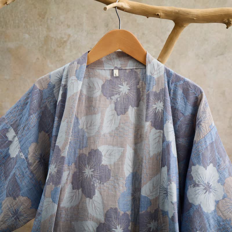 Kimono in garza di cotone con fiori di ciliegio - image 2