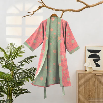 Kimono in cotone floreale a doppia garza - image 1
