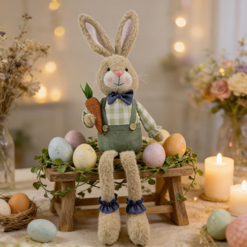 Peluche a forma di coniglietto seduto in stile country - image 9