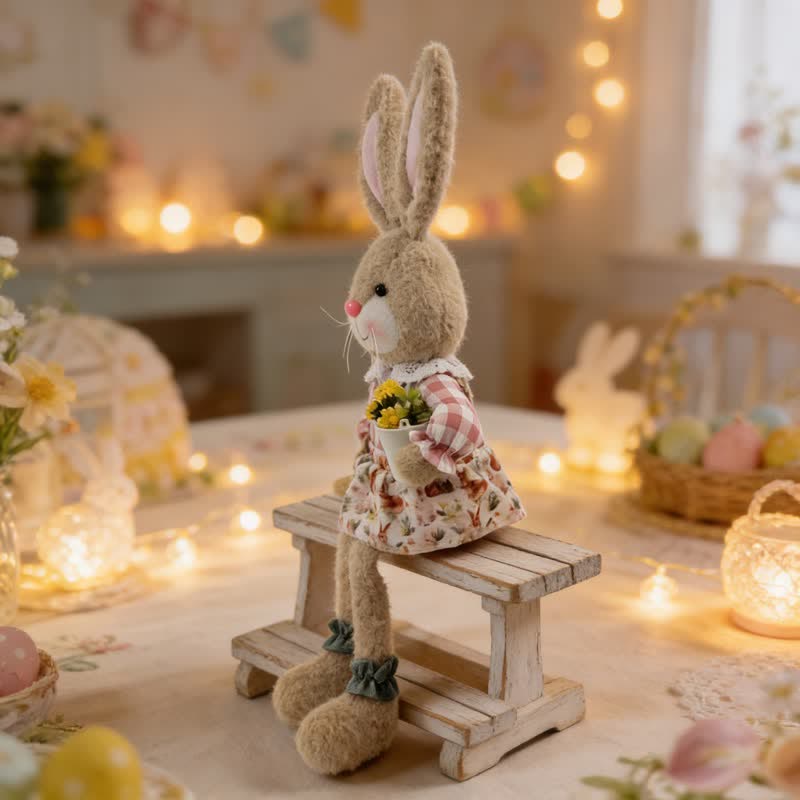 Peluche a forma di coniglietto seduto in stile country - image 15
