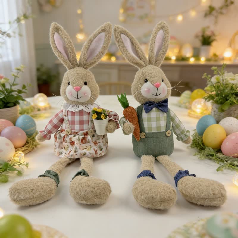 Peluche a forma di coniglietto seduto in stile country - image 6