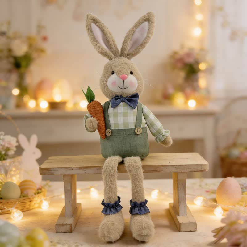 Peluche a forma di coniglietto seduto in stile country - Coniglio maschio - 59cm - image 8