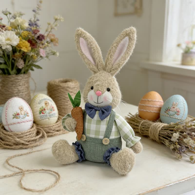 Decorazione di peluche a forma di coniglietto pasquale seduto - image 7