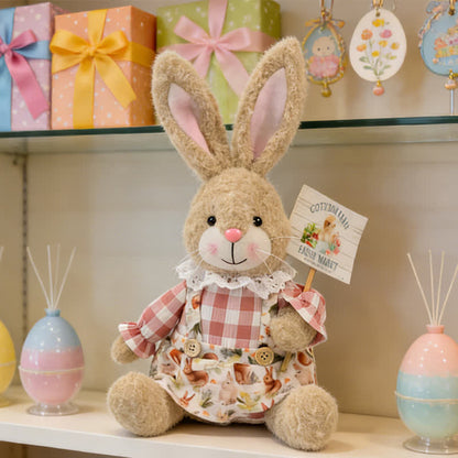 Decorazione di peluche a forma di coniglietto pasquale seduto - Coniglio femmina - 32cm - image 12