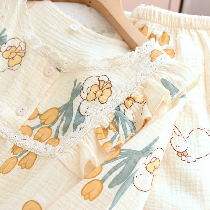 Pigiama in garza di cotone Tulip & Bunny - image 4