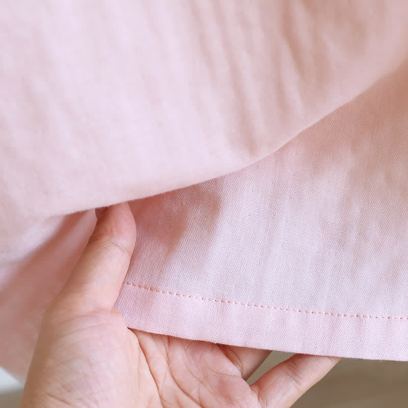 Camicia da notte minimalista senza maniche in cotone a tinta unita - image 14