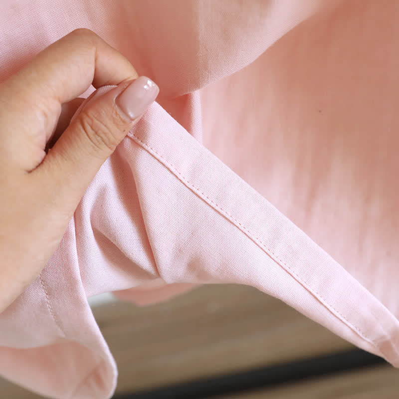 Camicia da notte minimalista senza maniche in cotone a tinta unita - image 13