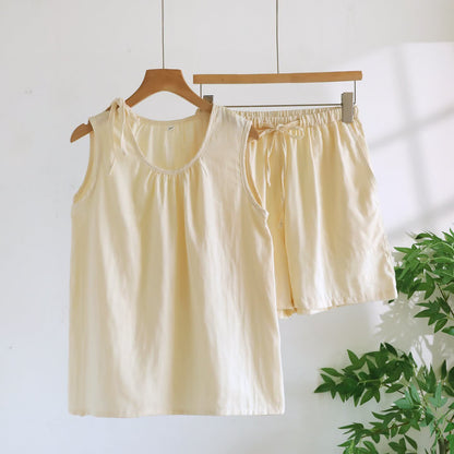 Pigiama senza maniche in cotone doppia garza - Beige - XL - image 6