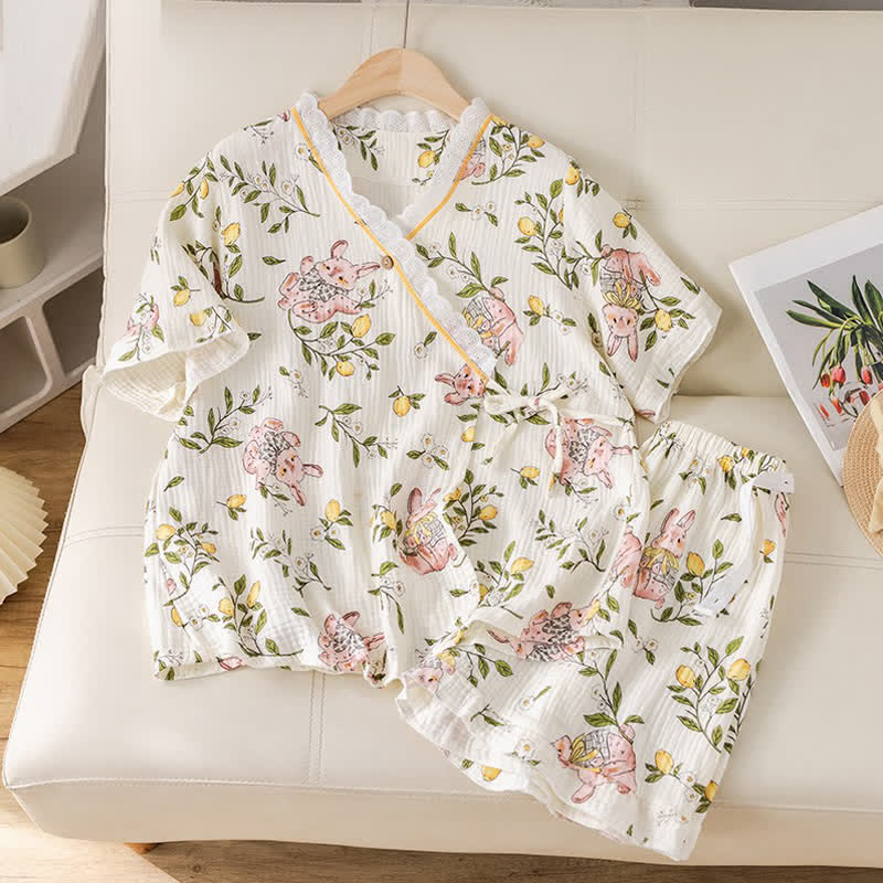 Pigiama in garza di cotone Lemon & Bunny - image 1
