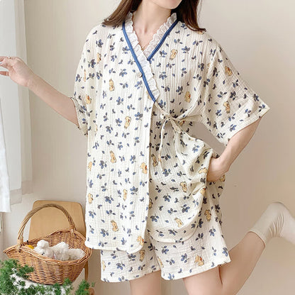 Pigiama in cotone con kimono a forma di coniglietto floreale Refresh - image 2
