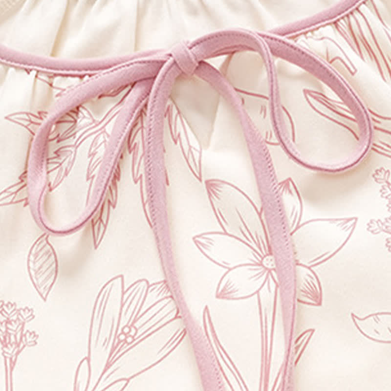 Elegante pigiama in cotone con scollo rotondo e stampa floreale - image 3