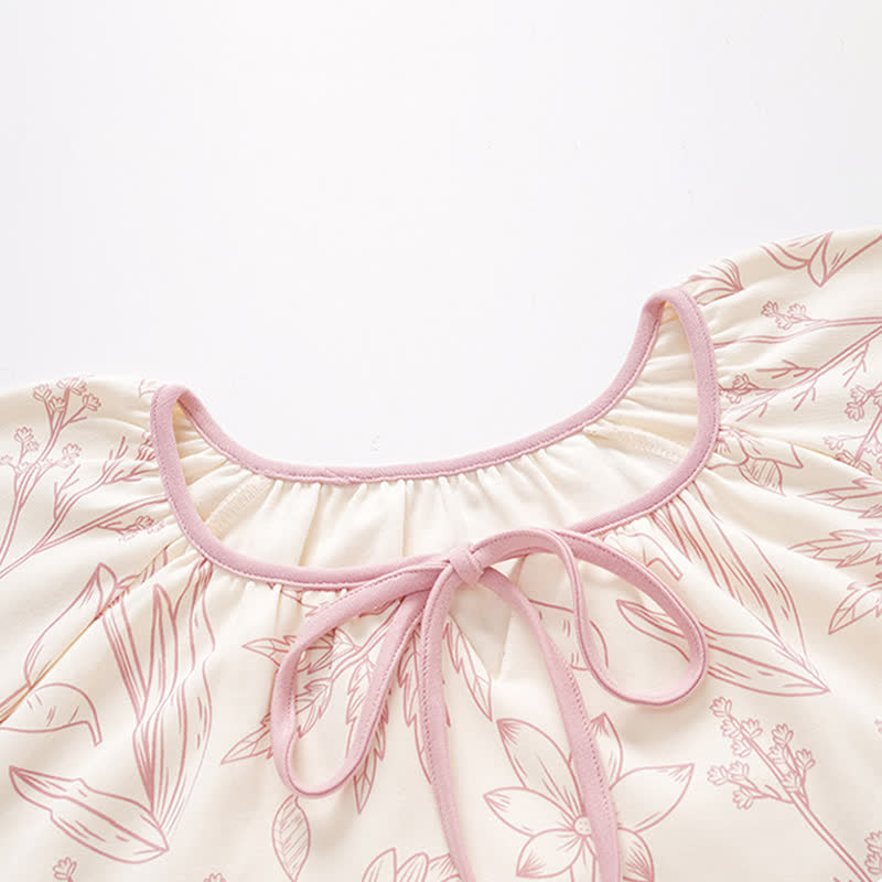 Elegante pigiama in cotone con scollo rotondo e stampa floreale - image 2