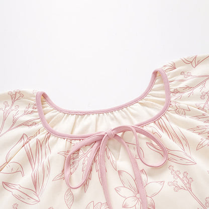 Elegante pigiama in cotone con scollo rotondo e stampa floreale - image 2
