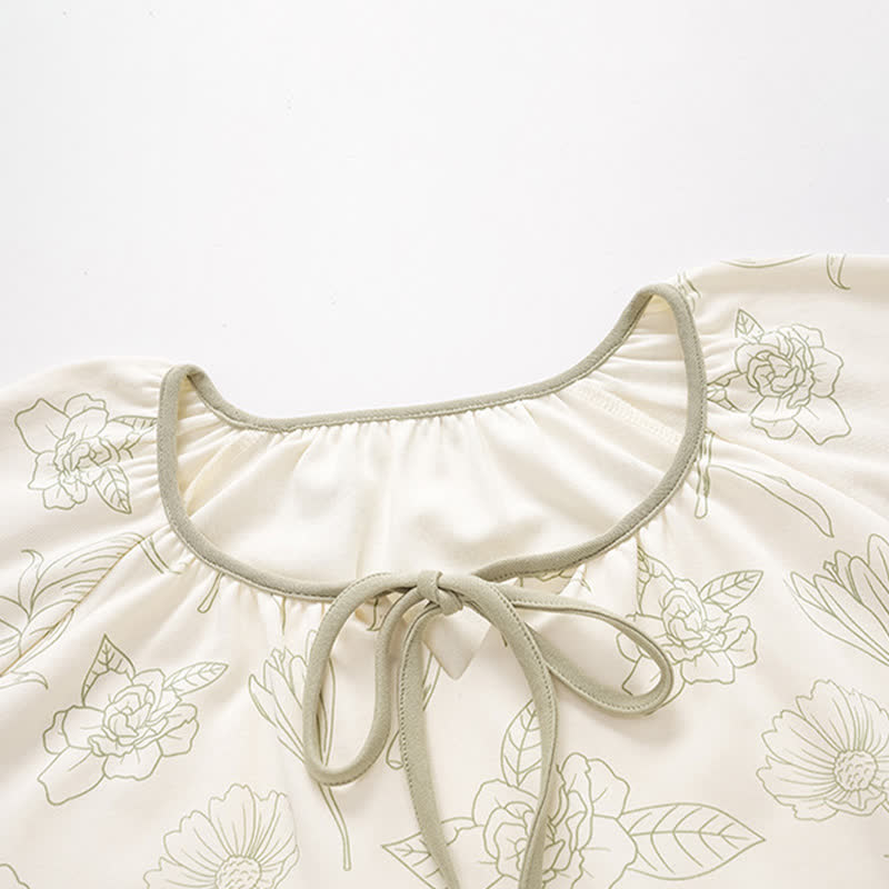 Homewear a maniche lunghe in due pezzi in cotone floreale - image 2