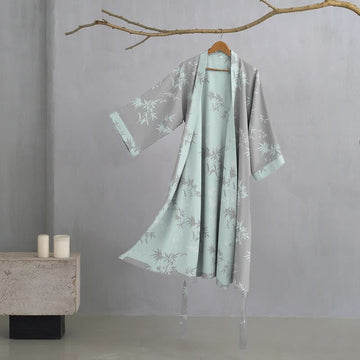 Elegante accappatoio in doppia garza di cotone di bambù - Grigio - XL - image 0