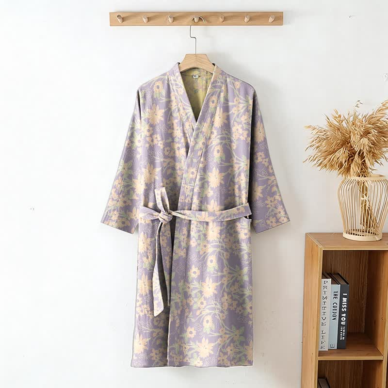Accappatoio vintage in cotone jacquard con motivo floreale rustico - image 16