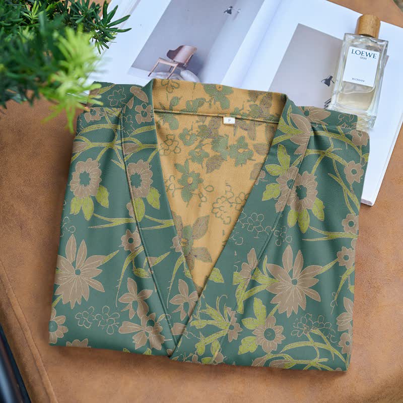 Accappatoio vintage in cotone jacquard con motivo floreale rustico - image 10