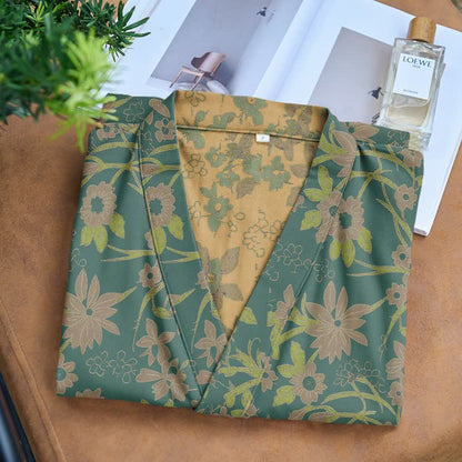 Accappatoio vintage in cotone jacquard con motivo floreale rustico - image 10