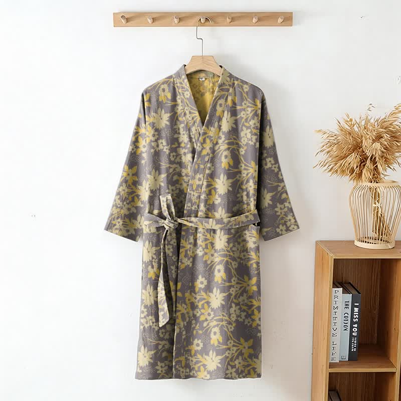 Accappatoio vintage in cotone jacquard con motivo floreale rustico - image 23